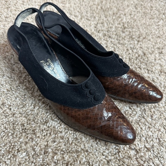 Elegant Brown Slingback Women's Shoes vintage size 7 - Picture 2 of 9